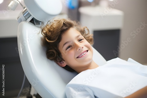 A child in a dentist chair.