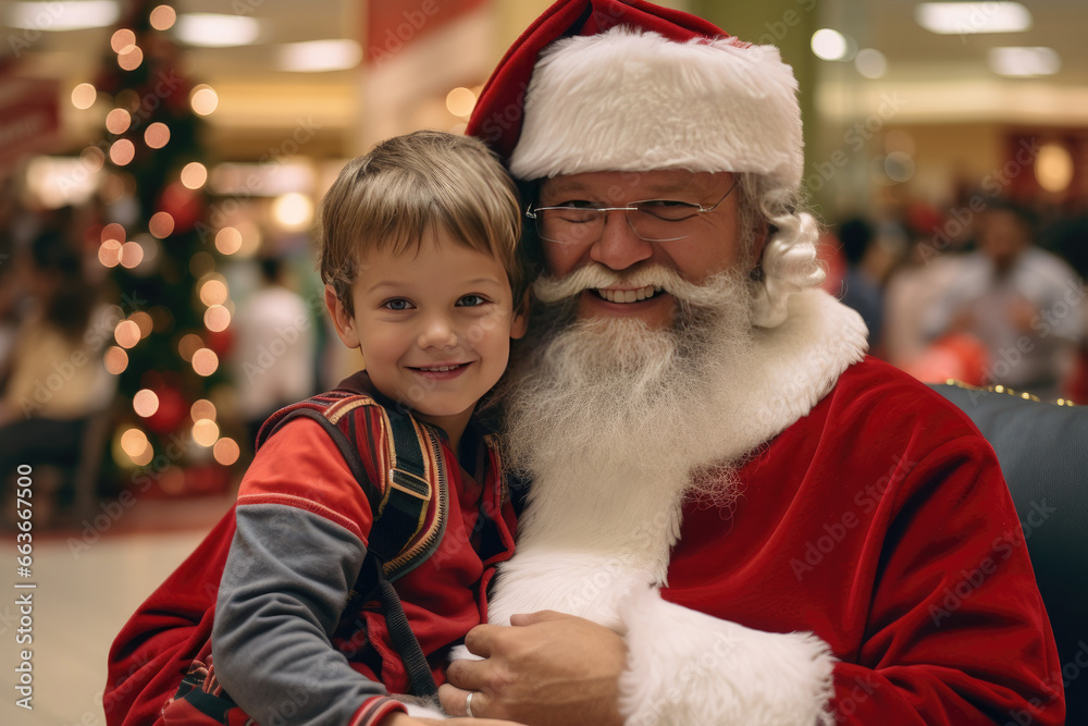 Santa with Kid at the mall Santa with Kid at the mall