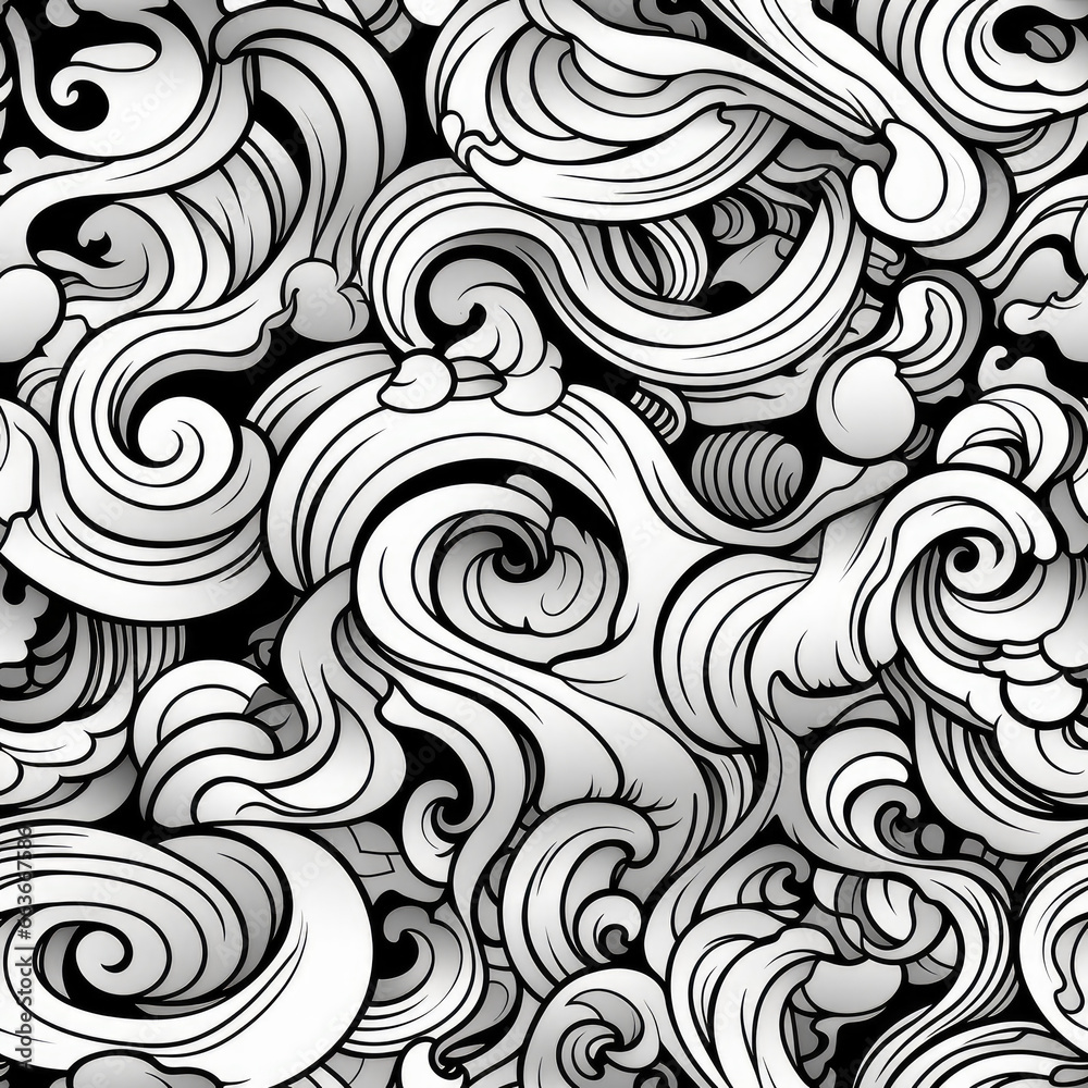 Zentangle doodle abstract black and white repeat pattern Zentangle doodle abstract black and white repeat pattern