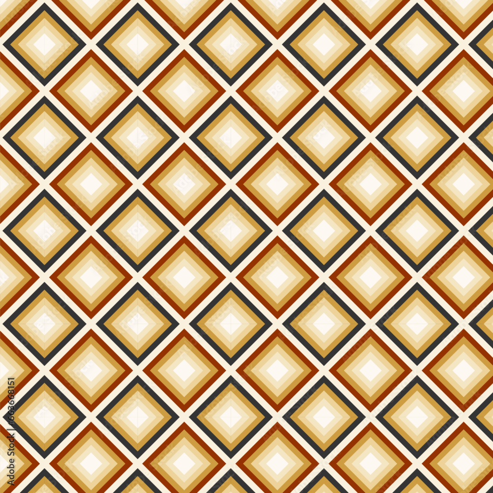 Abstract geometric seamless pattern. Element design with square shapes of dark blue, red, and yellow on beige backgrounds. Vector Illustration. Abstract geometric seamless pattern. Element design with square shapes of dark blue, red, and yellow on beige backgrounds. Vector Illustration.