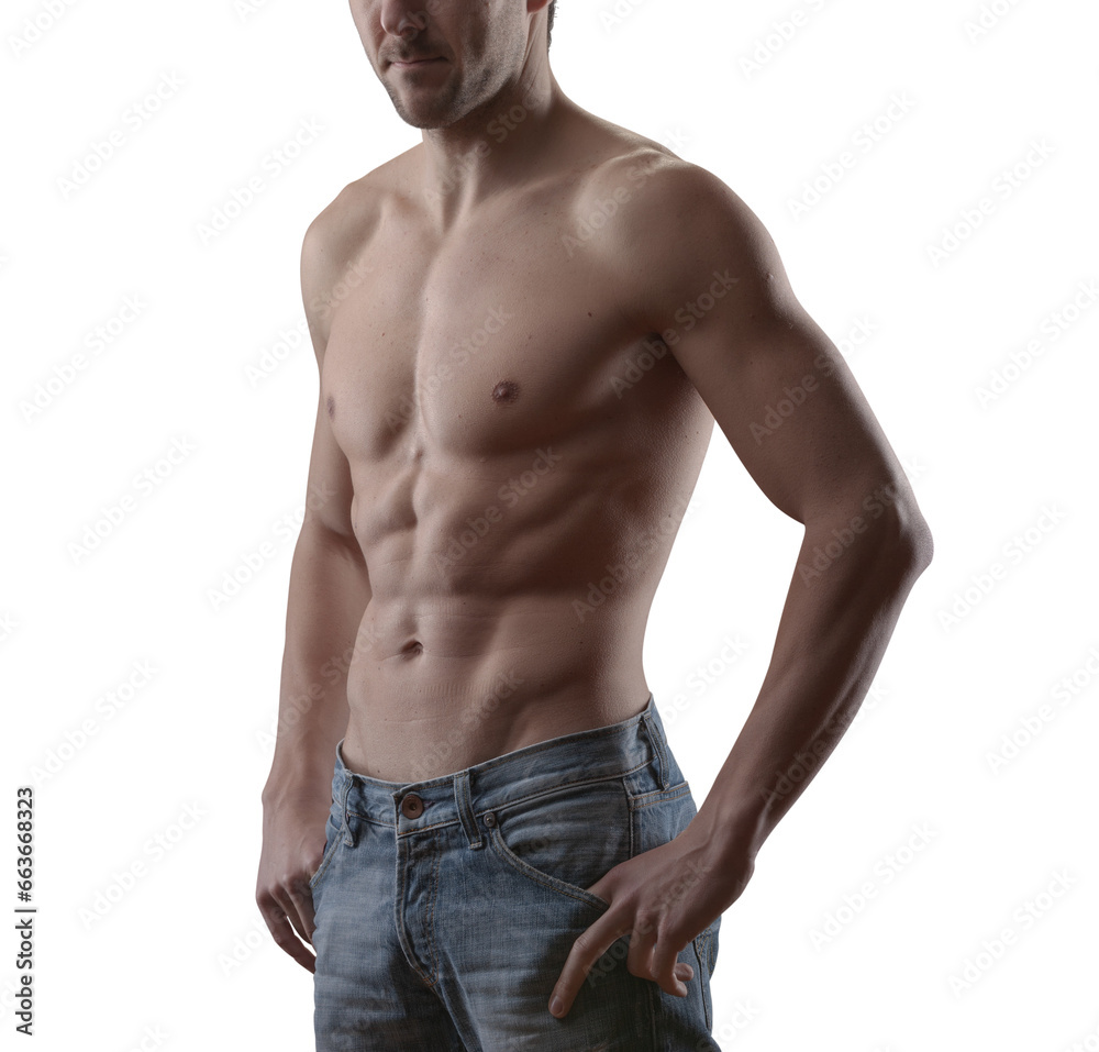 Handsome shirtless sensual man posing