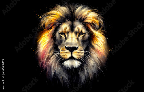A portrait of a Angry lion face with a flame Fire  wallpaper   digital art   Watercolor   Generated with AI