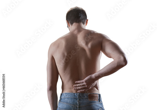 Quadro em tela Young man having a back pain