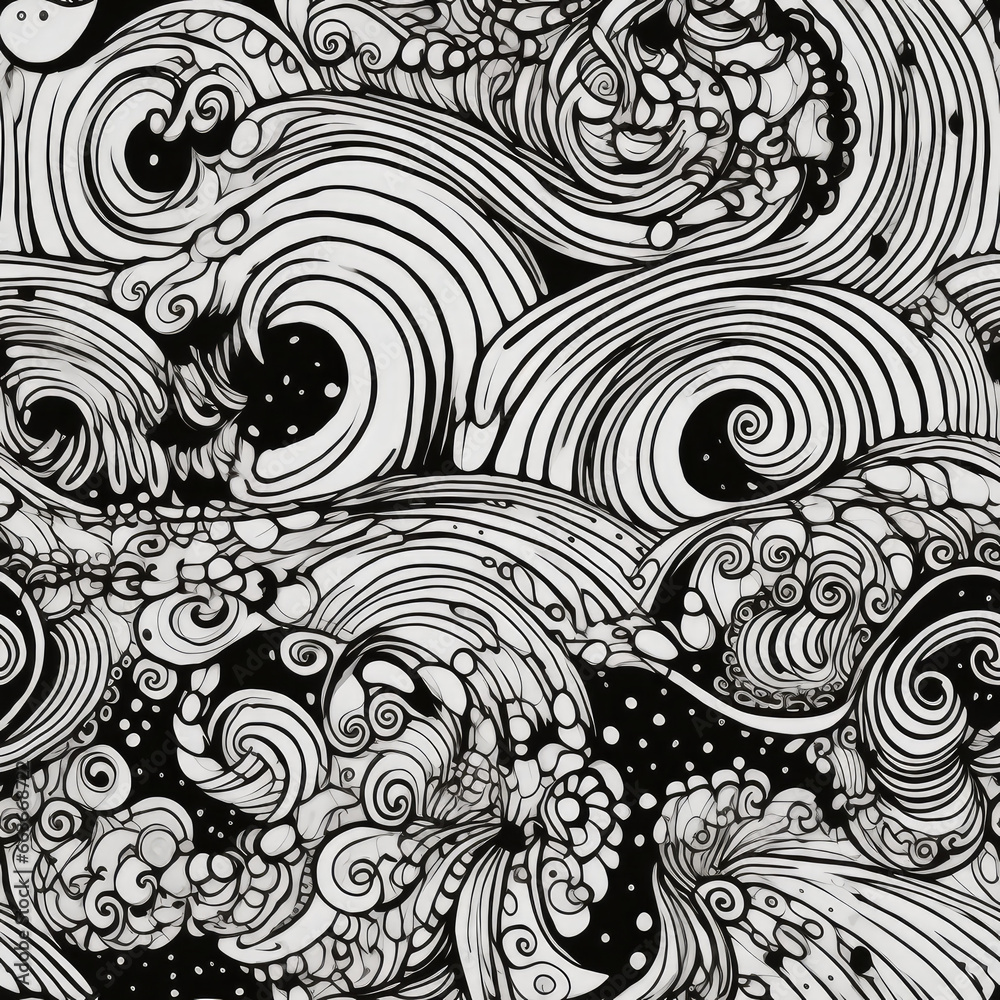Zentangle doodle abstract black and white repeat pattern Zentangle doodle abstract black and white repeat pattern