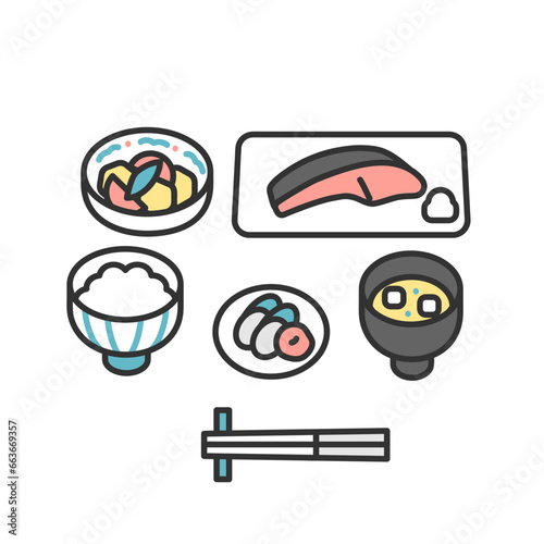 健康的でバランスの取れた和食のイメージイラスト素材