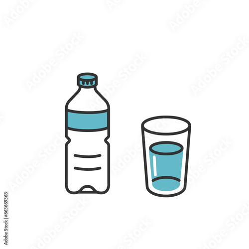 ペットボトル・水の入ったコップのイラスト