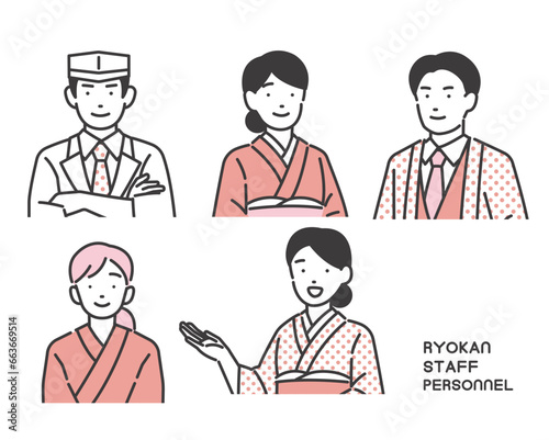 旅館の従業員のベクターイラスト素材／宿泊／インバウンド