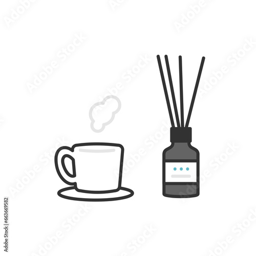 アロマとティーカップのイメージイラスト素材