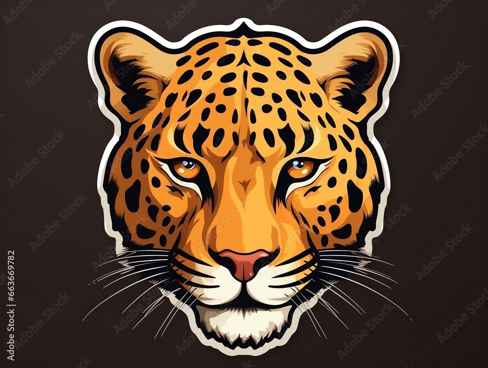 Obraz premium Sticker of a leopard for t shirt design vector illustration with isolated background generative ai