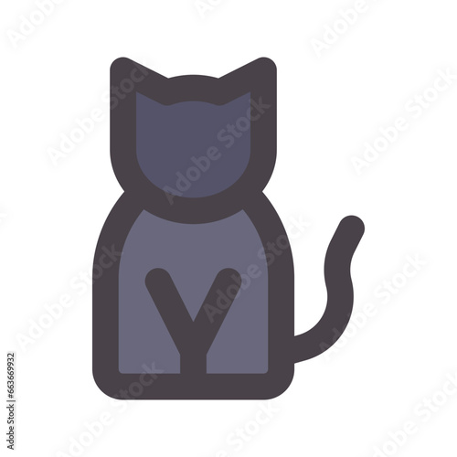 black cat flat line icon