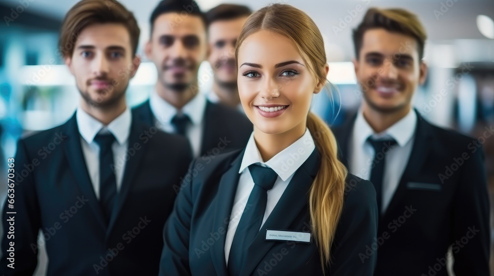 Portrait of the crew of an airplane. Portrait of the crew of an airplane.