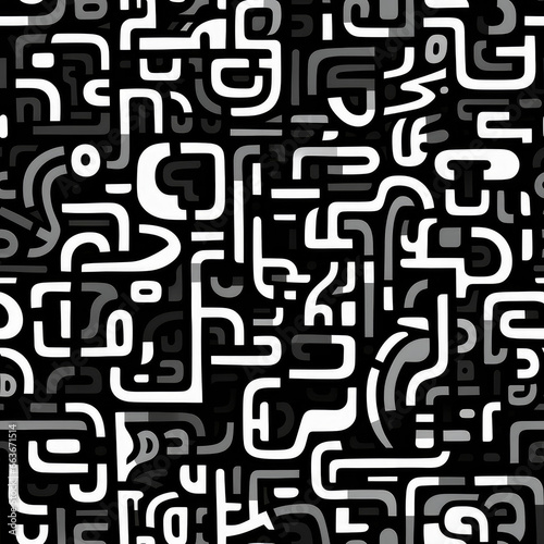 Zentangle doodle abstract black and white repeat pattern