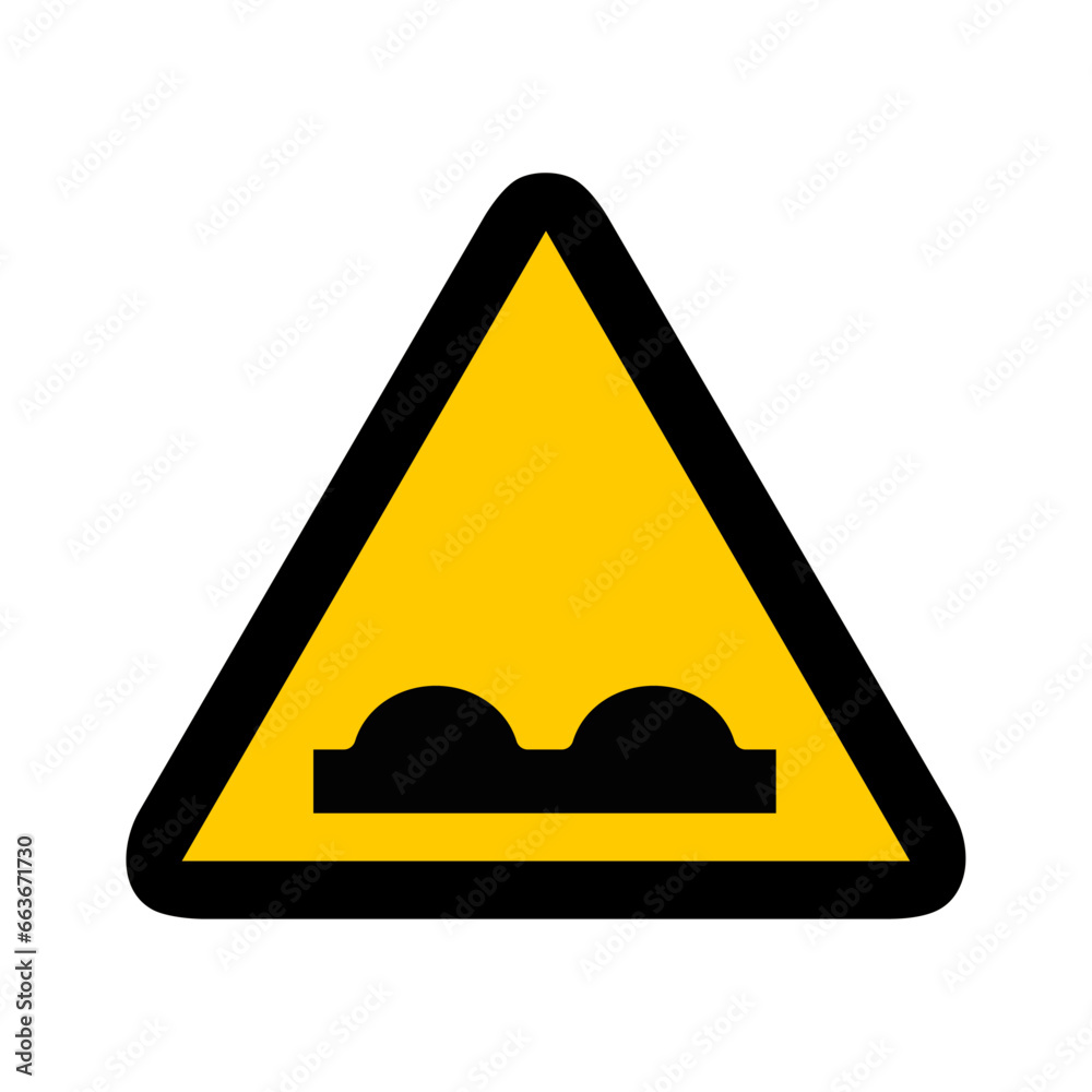dos d'ane double raentisseur triangle jaune panneau signalisation danger dos d'ane double raentisseur triangle jaune panneau signalisation danger