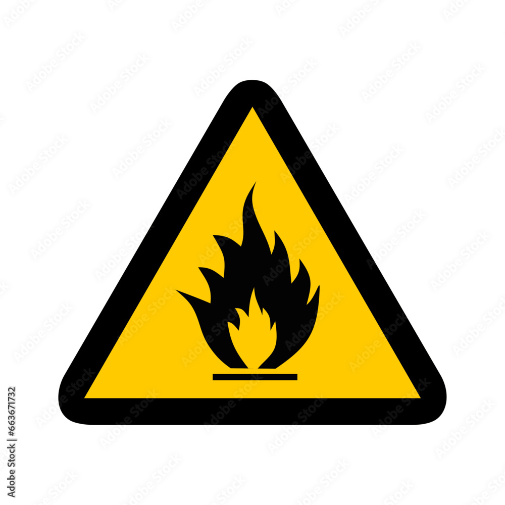 Incendie inflammable feu panneau triangle jaune signalisation danger Incendie inflammable feu panneau triangle jaune signalisation danger
