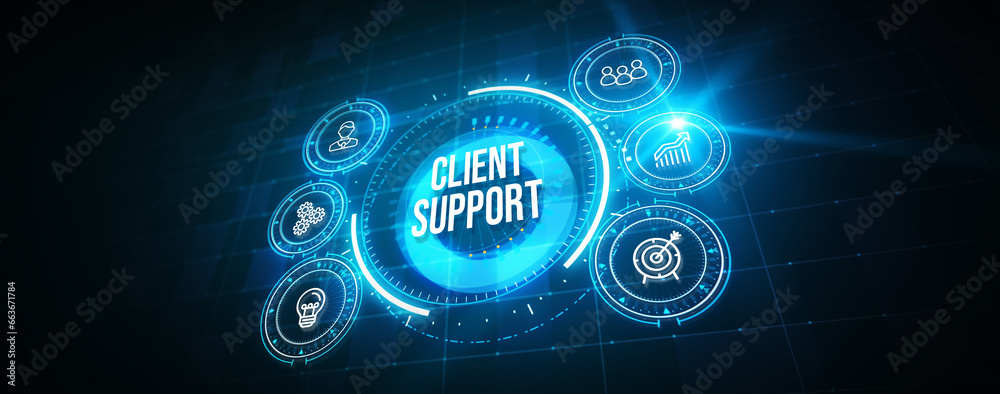 Business, Technology, Internet and network concept. Technical Support Center customer service. 3d illustration Business, Technology, Internet and network concept. Technical Support Center customer service. 3d illustration