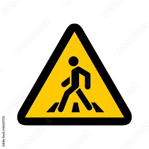 passage piéton triangle jaune panneau signalisation danger