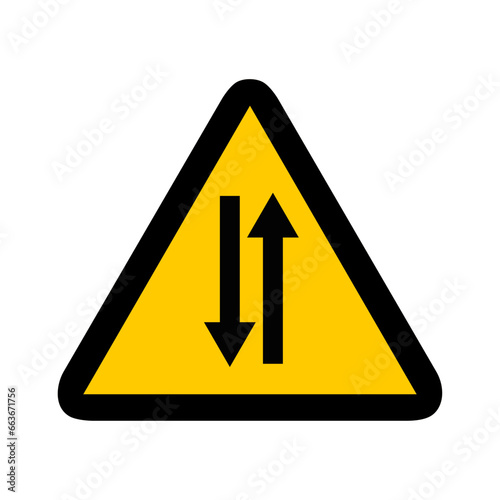 double sens route triangle jaune panneau signalisation danger
