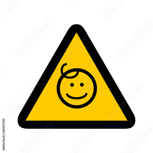 enfant triangle jaune panneau signalisation danger