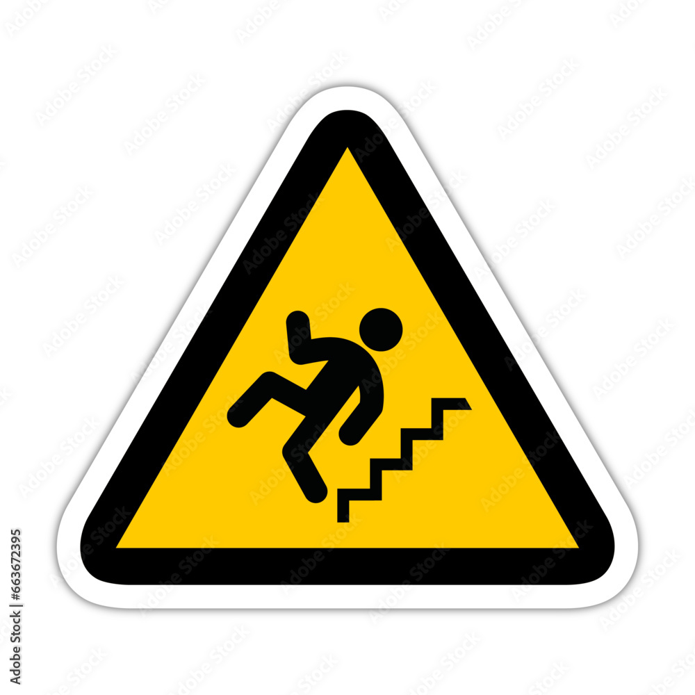 chute escalier triangle jaune panneau signalisation danger relief chute escalier triangle jaune panneau signalisation danger relief