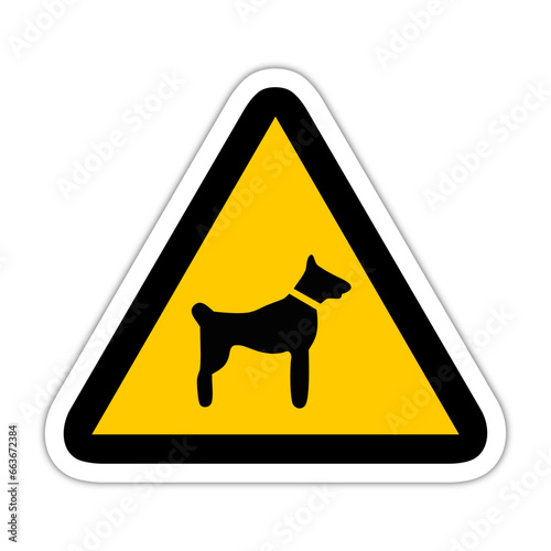 chien attention danger triangle jaune panneau signalisation danger relief