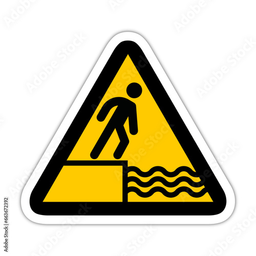 chute quai eau triangle jaune panneau signalisation danger relief