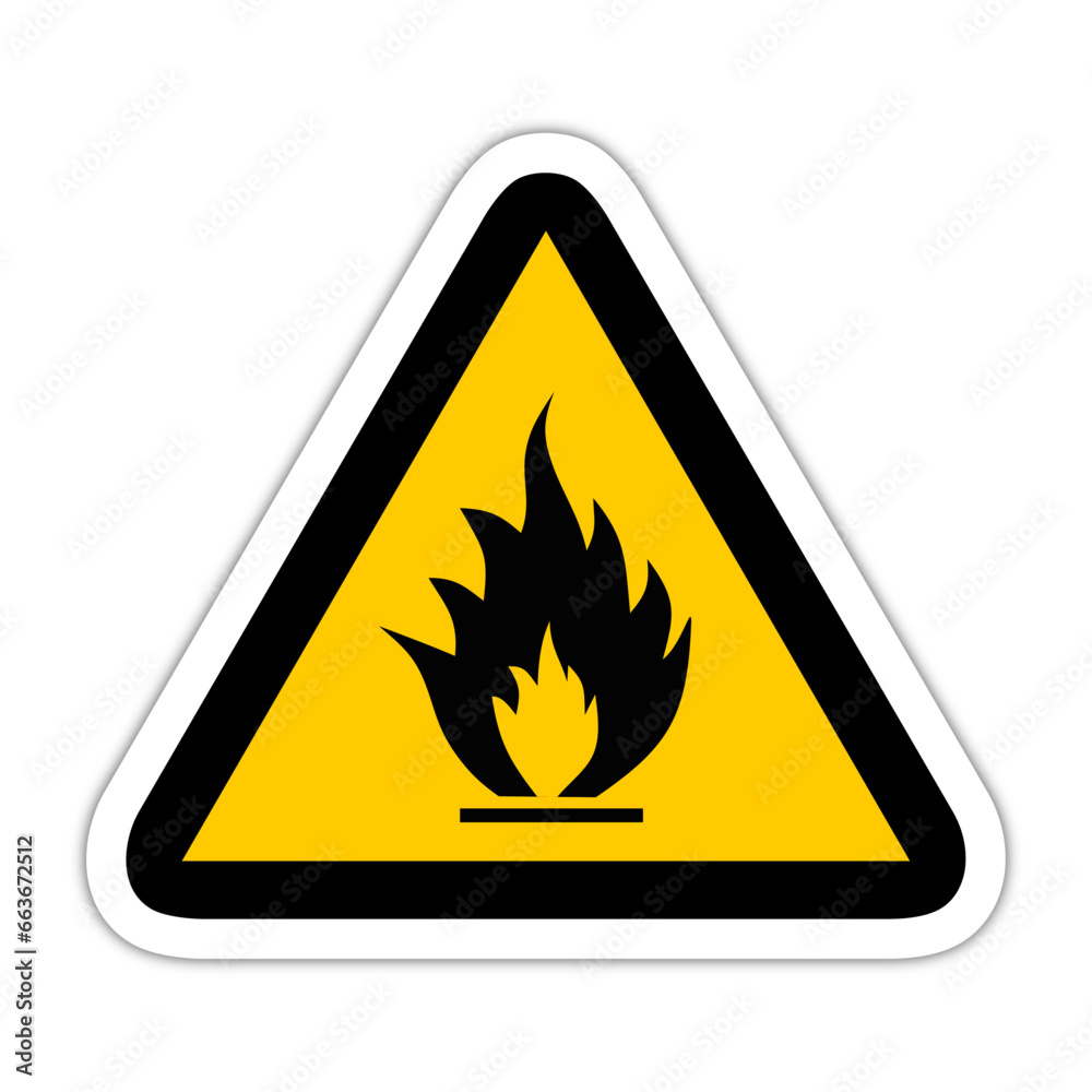 Incendie inflammable feu panneau triangle jaune signalisation danger relief Incendie inflammable feu panneau triangle jaune signalisation danger relief