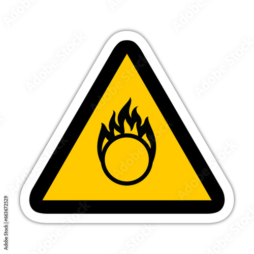 inflammable feu triangle jaune panneau signalisation danger relief