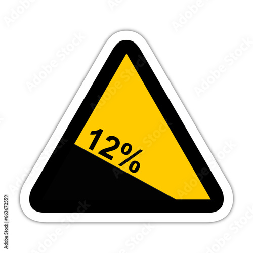 pente descente route triangle jaune panneau signalisation danger relief