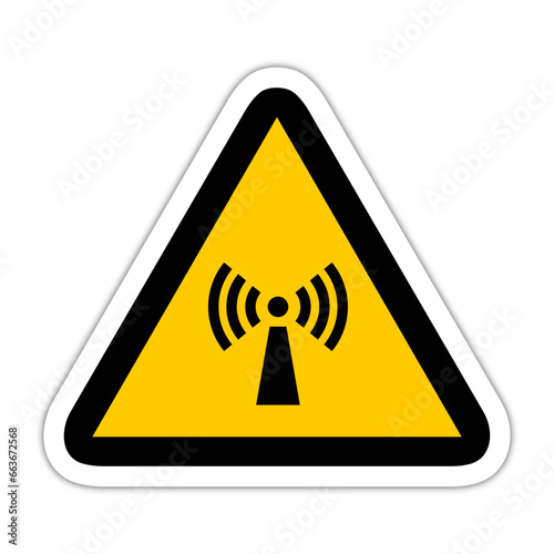 Onde radio smartphone panneau triangle jaune signalisation danger relief