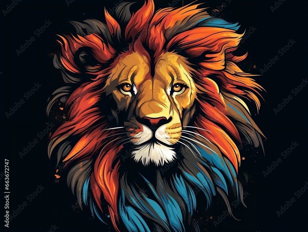 Sticker of a lion for t shirt design vector illustration with isolated background generative ai Sticker of a lion for t shirt design vector illustration with isolated background generative ai