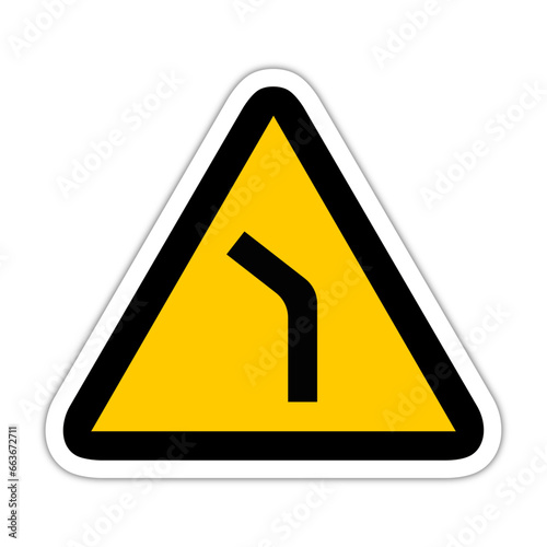 route gauche triangle jaune panneau signalisation danger relief