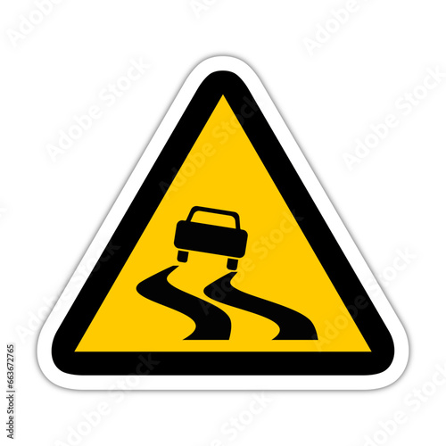 route sinueuse triangle jaune panneau signalisation danger relief