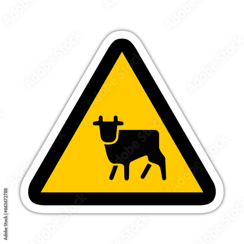 vache attention danger triangle jaune panneau signalisation danger relief
