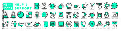 Help and support icon set. web icons, consists of support, online assistant. icon color. Vector illustration