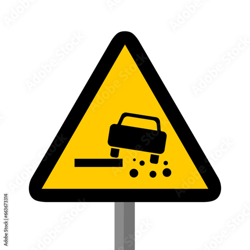 projection voiture trottoir triangle jaune panneau signalisation danger