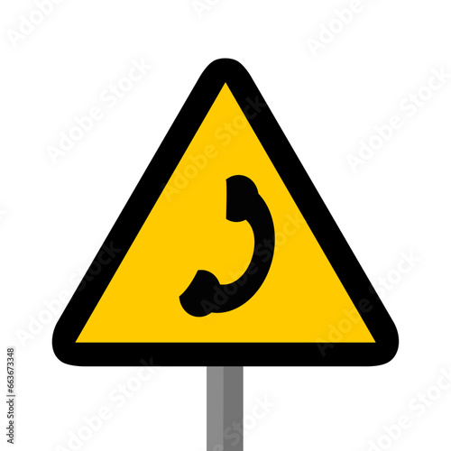 telephone urgence triangle jaune panneau signalisation danger