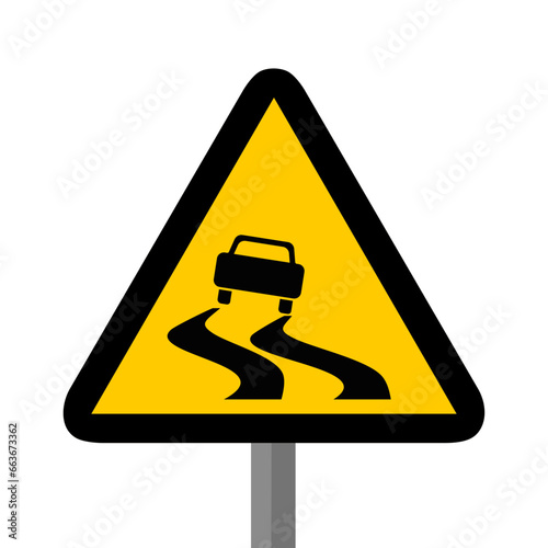 route sinueuse triangle jaune panneau signalisation danger