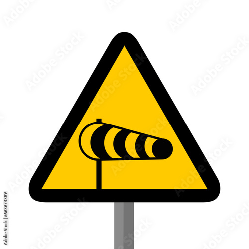 sens du vent triangle jaune panneau signalisation danger