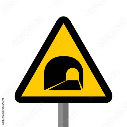 tunnel route danger triangle jaune panneau signalisation danger relief