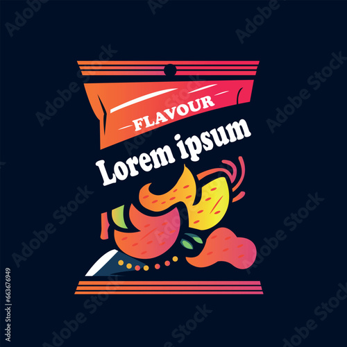 logo design of a flavorful bag of chips with vibrant colors