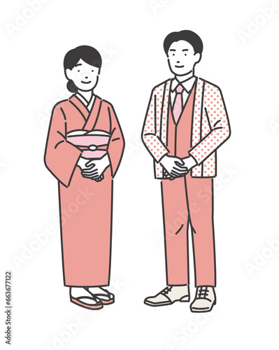 旅館の従業員のベクターイラスト素材／宿泊／インバウンド