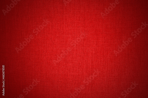 Dark red linen fabric cloth texture for background, natural textile pattern. photo