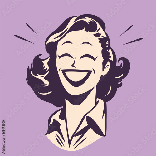 funny retro cartoon illustration of a smiling woman © shockfactor.de