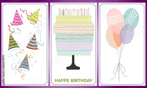 Set of birthday greeting card designs