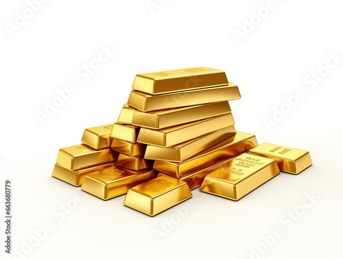 Gold bars on isolated white background generative ai