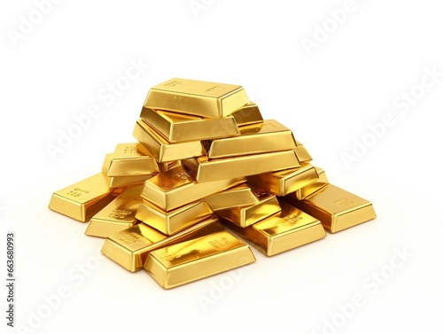 Gold bars on isolated white background generative ai