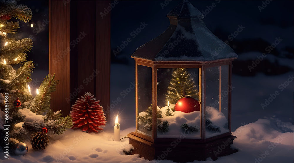 A vibrant cozy lantern decoration christmas night