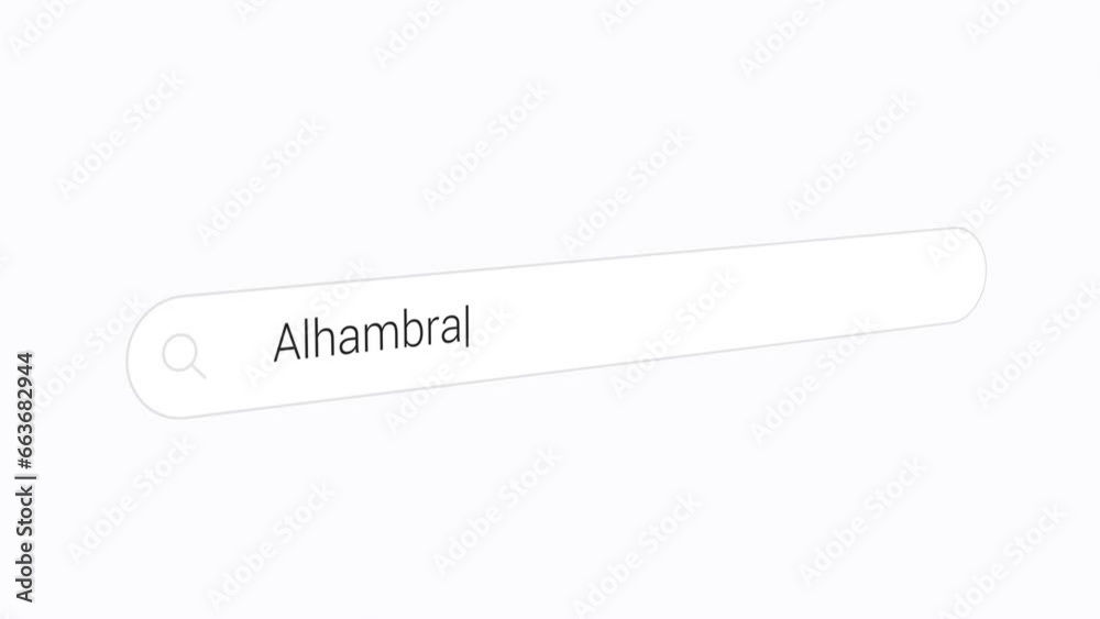 Typing Alhambra In Computer Search Bar. Palace And Fortress In Granada, Spain. Typing Alhambra In Computer Search Bar. Palace And Fortress In Granada, Spain.
