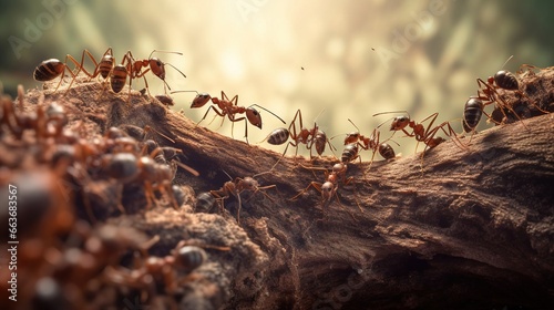 Tableau sur toile A close-up view of an ant colony