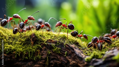 A close-up view of an ant colony. Created with Generative Ai technology. © Viktor